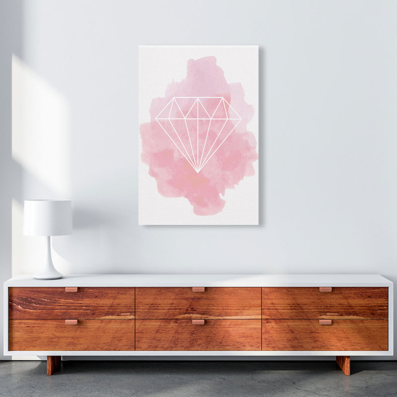 Geo Diamond Pink Watercolour Modern Print A1 Canvas
