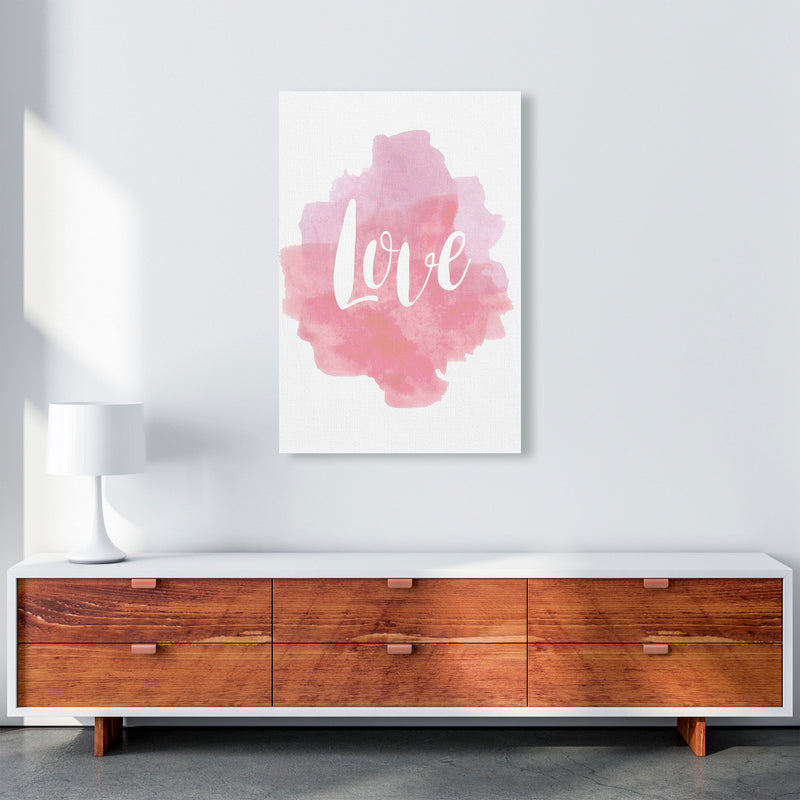 Love Pink Watercolour Modern Print A1 Canvas