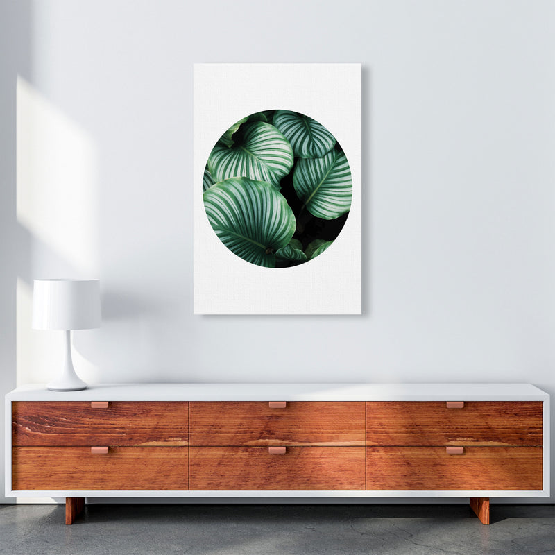 Green Leaves Circle Modern Print, Framed Botanical & Nature Art Print A1 Canvas