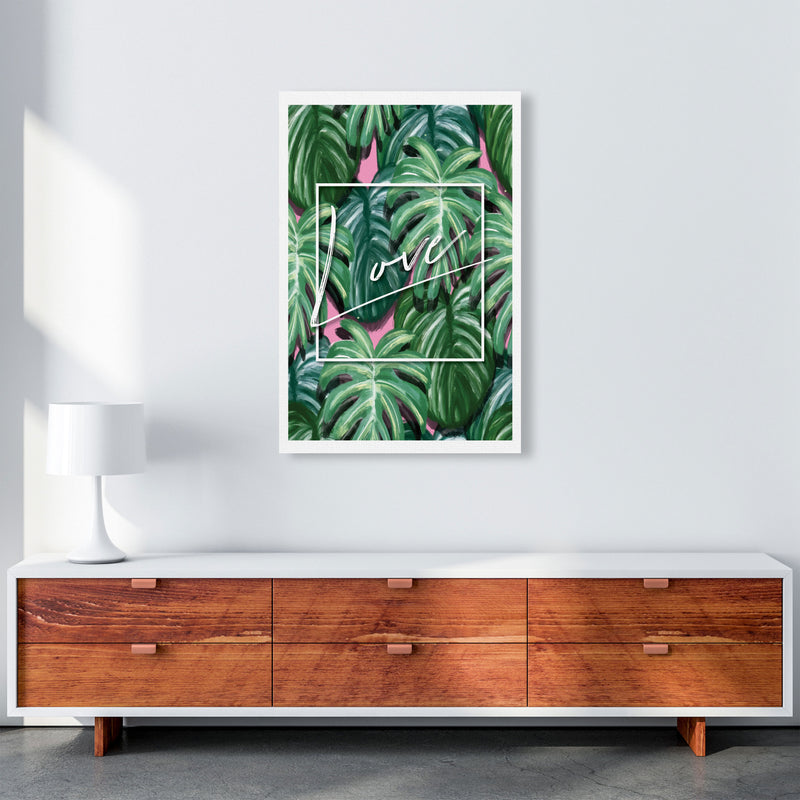 Love Green Leaves Modern Print, Framed Botanical & Nature Art Print A1 Canvas
