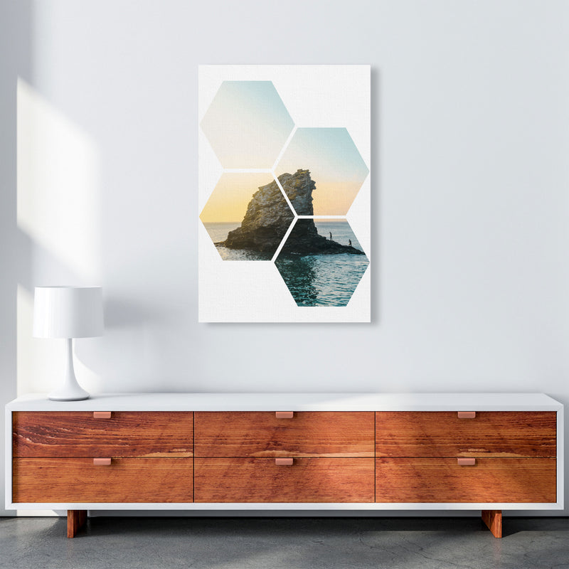Abstract Hex Island And Sea Modern Print A1 Canvas