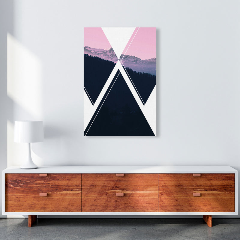 Abstract Pink Mountain Modern Print A1 Canvas