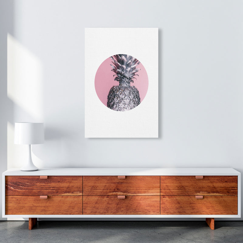 Pineapple Pink Circle Modern Print A1 Canvas
