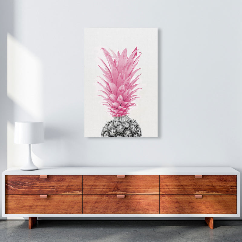 Black And Pink Pineapple Modern Print, Framed Kitchen Wall Art A1 Canvas