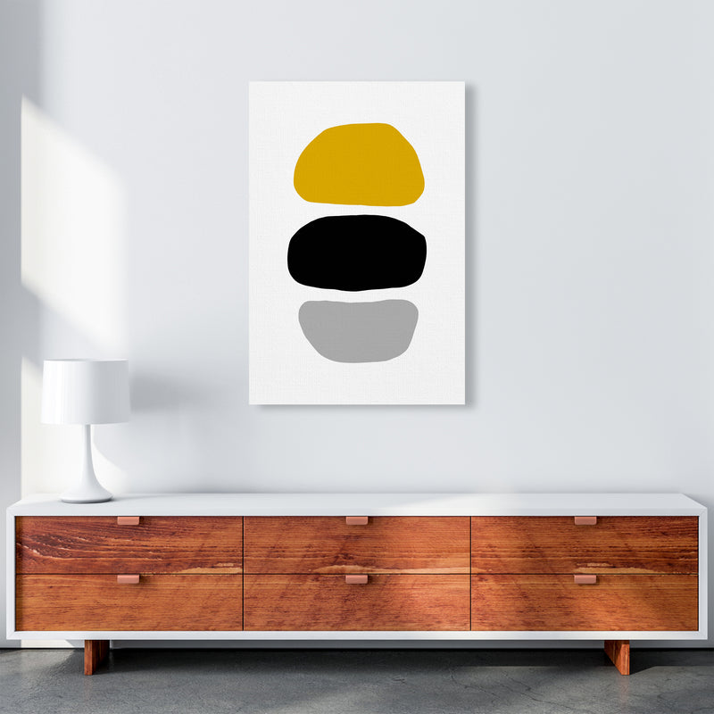 Mustard And Black Abstract Stones 2 Art Print by Pixy Paper A1 Canvas