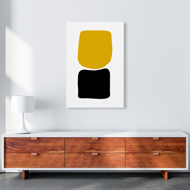 Mustard And Black Abstract Stones 3 Art Print by Pixy Paper A1 Canvas