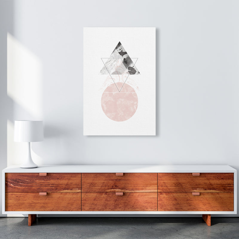 Marble Triangle And Circle Black And Pink Abstract  Art Print by Pixy Paper A1 Canvas