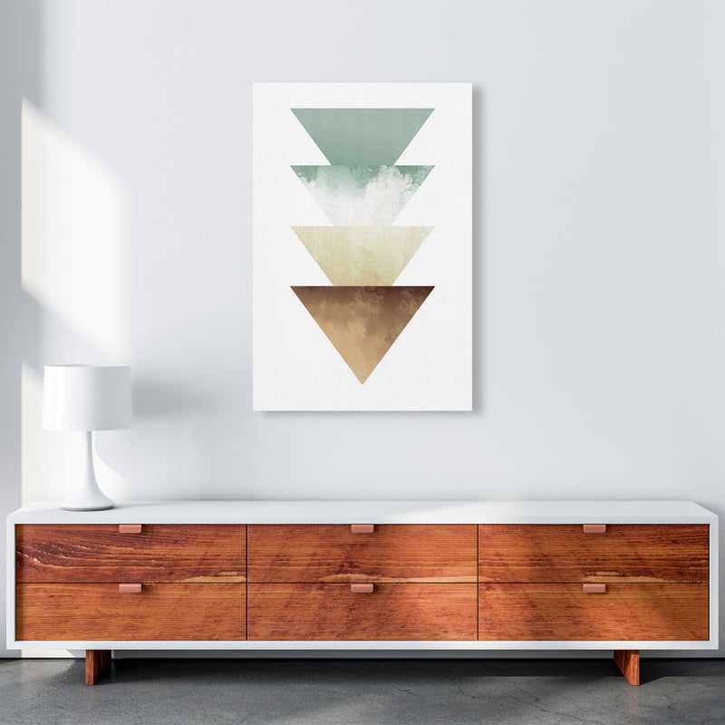 Green And Beige Watercolour Triangles Abstract  Art Print by Pixy Paper A1 Canvas