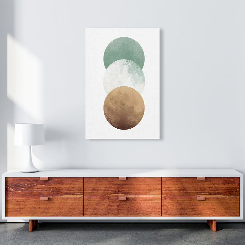 Green And Beige Watercolour Circles Abstract  Art Print by Pixy Paper A1 Canvas