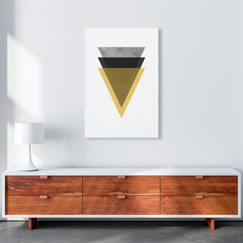 Geometric Mustard And Black Triangles  Art Print by Pixy Paper A1 Canvas