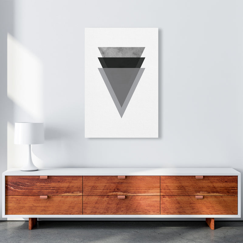 Geometric Grey And Black Triangles  Art Print by Pixy Paper A1 Canvas