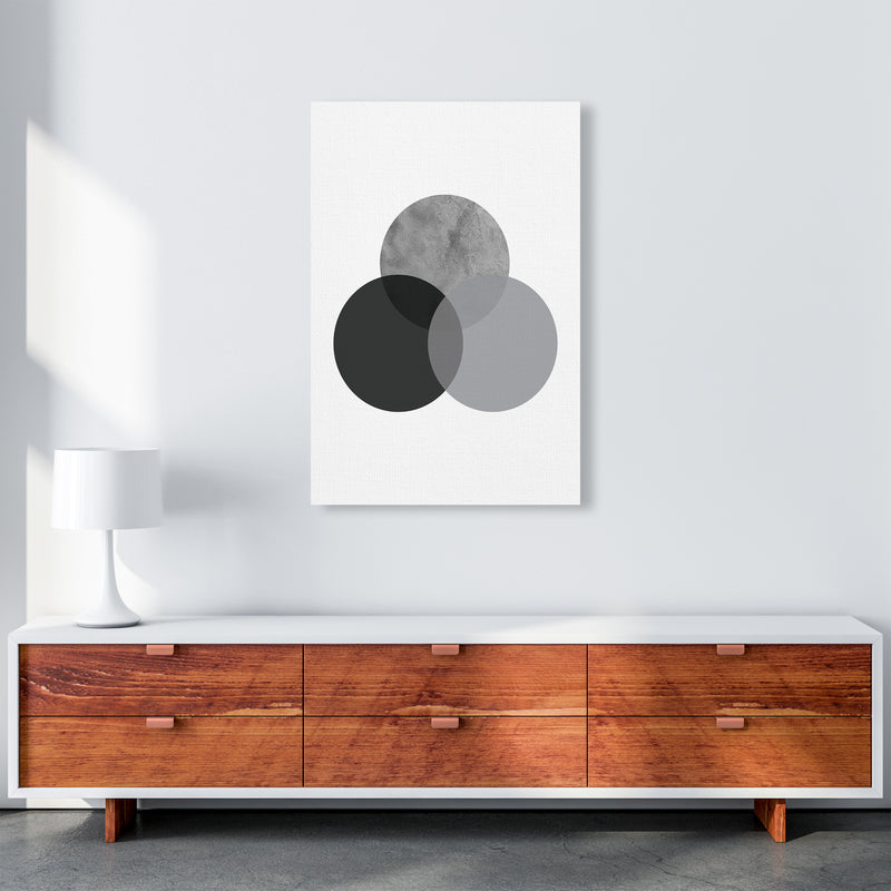 Geometric Grey And Black Circles  Art Print by Pixy Paper A1 Canvas