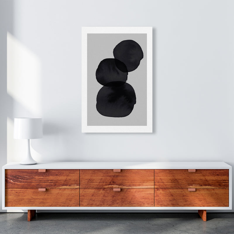 Grey And Black Stacked Circles Art Print by Pixy Paper A1 Canvas