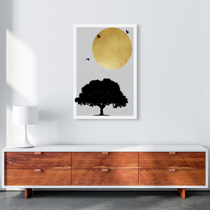 Gold Sun And Tree Abstract  Art Print by Pixy Paper A1 Canvas