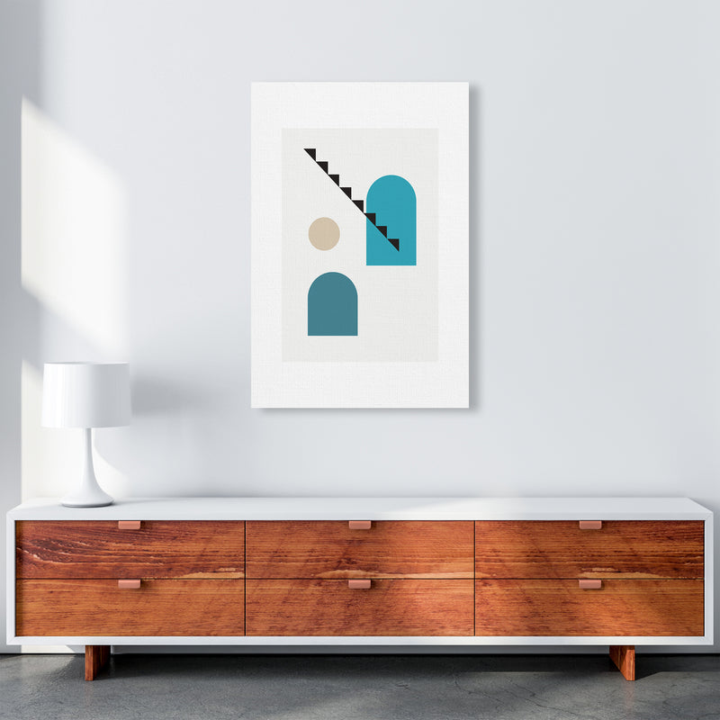 Mita Teal Stairs Left N3  Art Print by Pixy Paper A1 Canvas