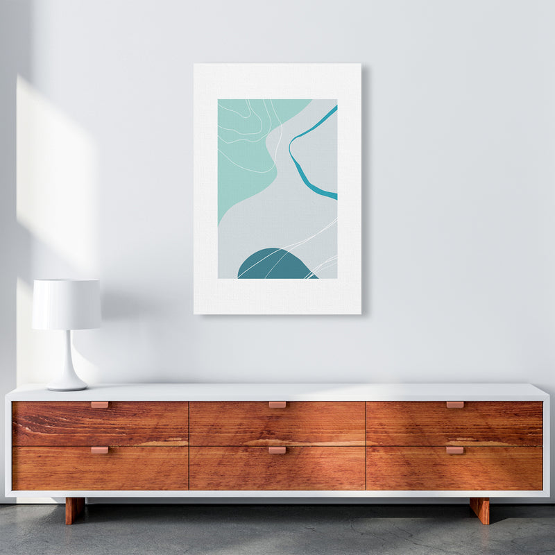 Mita Teal Abstract N17  Art Print by Pixy Paper A1 Canvas