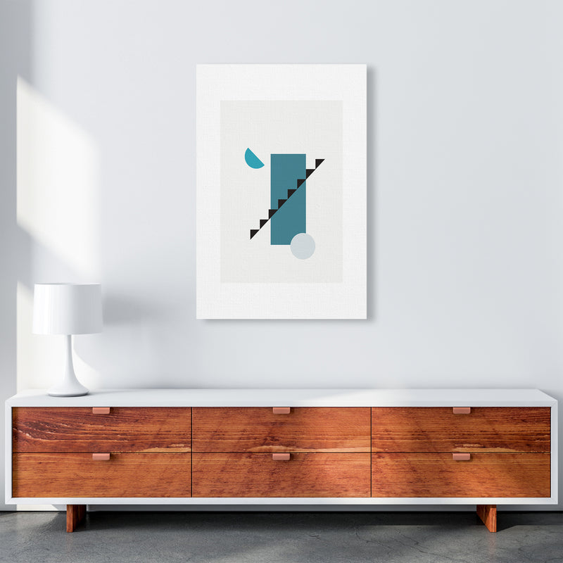 Mita Teal Abstract N11  Art Print by Pixy Paper A1 Canvas