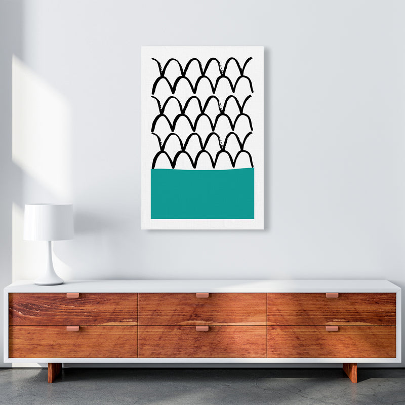 Teal Fishscales Neon Funk  Art Print by Pixy Paper A1 Canvas