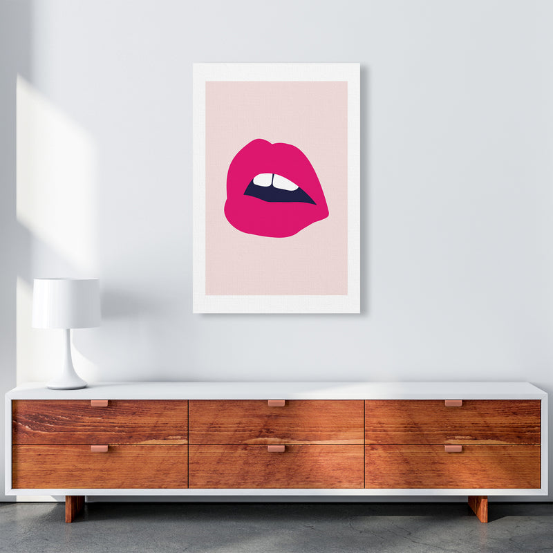 Pink Lips Salmon Back  Art Print by Pixy Paper A1 Canvas