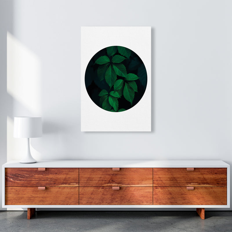 Deep Green Leaf Circle  Art Print by Pixy Paper A1 Canvas