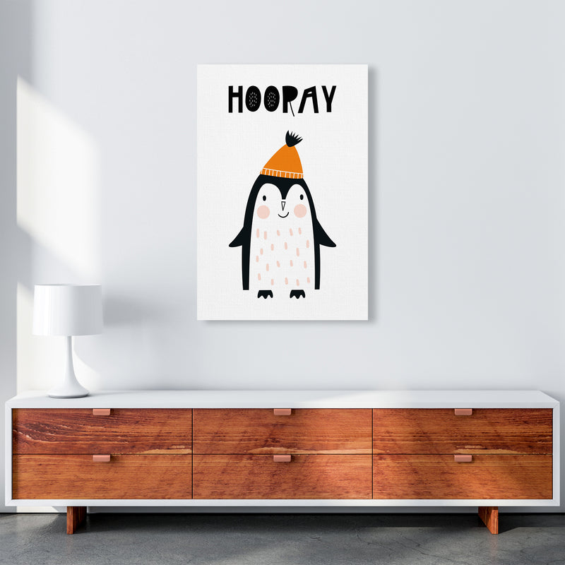 Hooray Penguin Animal  Art Print by Pixy Paper A1 Canvas