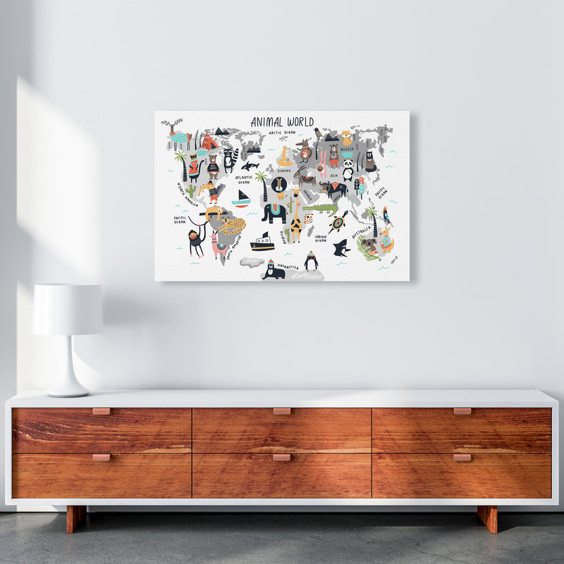 Animal World Map  Art Print by Pixy Paper A1 Canvas