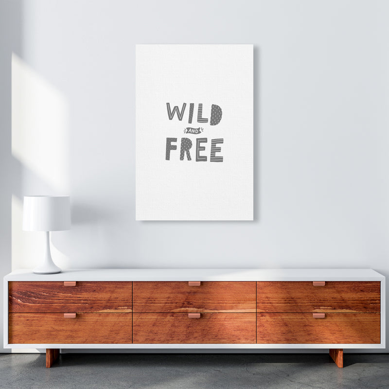 Wild And Free Grey Super Scandi  Art Print by Pixy Paper A1 Canvas
