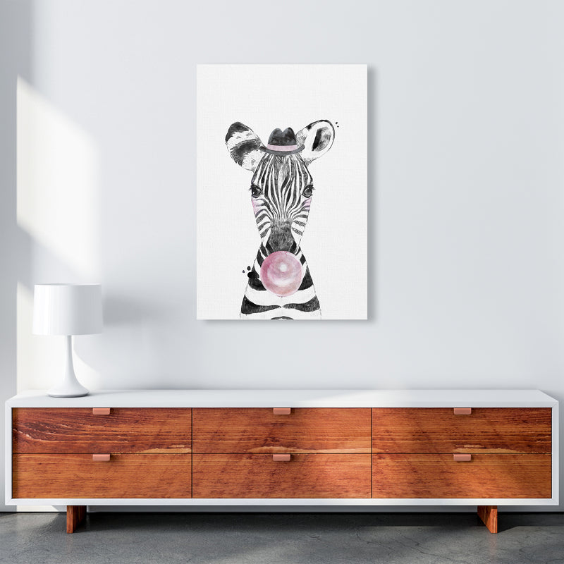 Safari Babies Zebra With Bubble  Art Print by Pixy Paper A1 Canvas