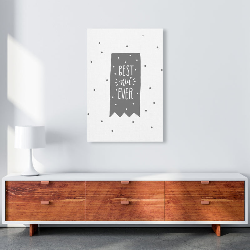 Best Kid Ever Grey Super Scandi  Art Print by Pixy Paper A1 Canvas