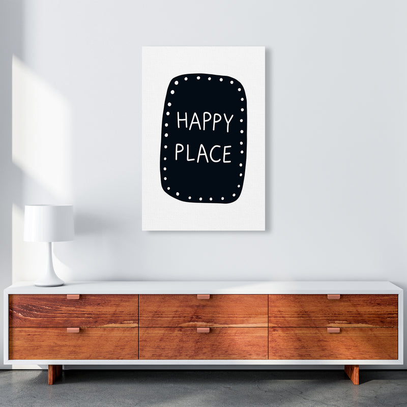 Happy Place Super Scandi Black  Art Print by Pixy Paper A1 Canvas