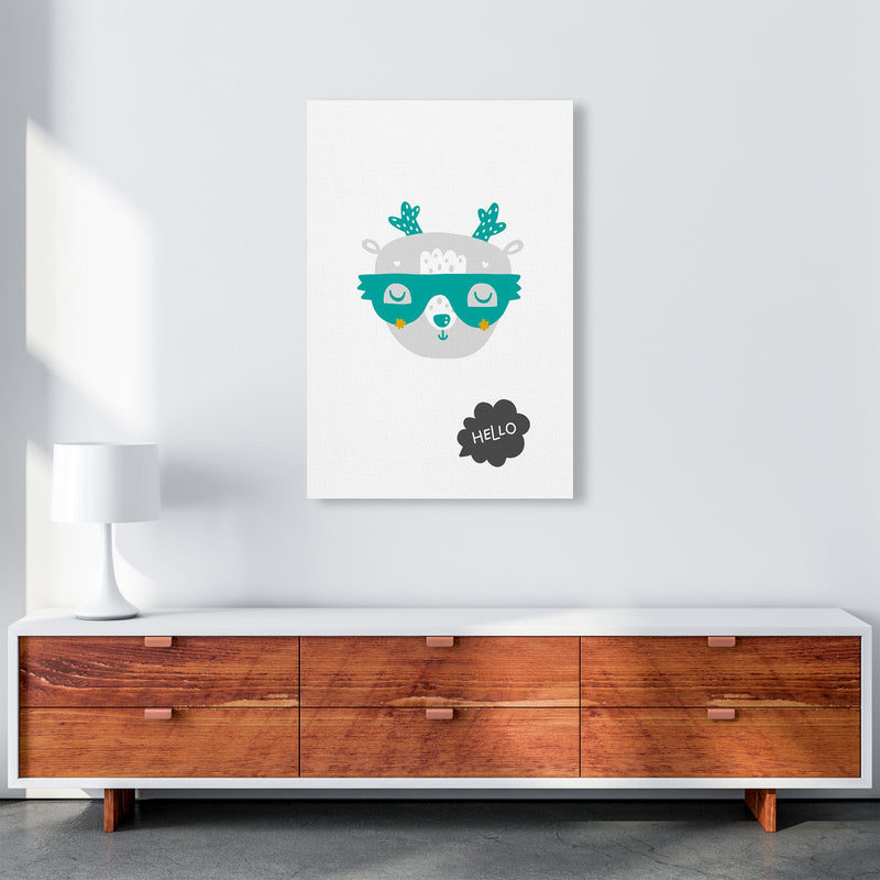 Hello Animal Teal Super Scandi  Art Print by Pixy Paper A1 Canvas