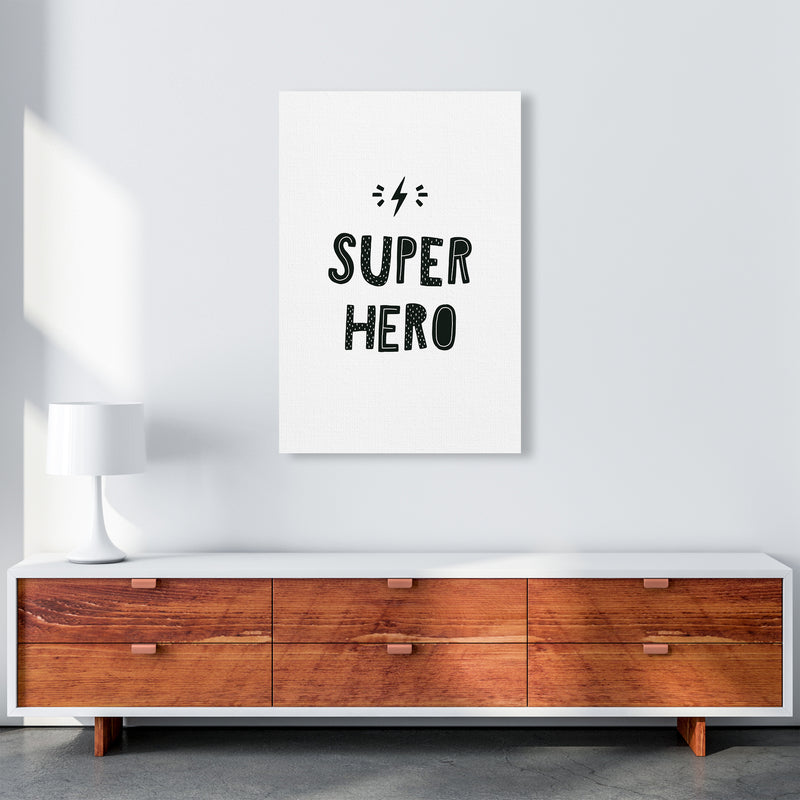 Super Hero Black Super Scandi  Art Print by Pixy Paper A1 Canvas