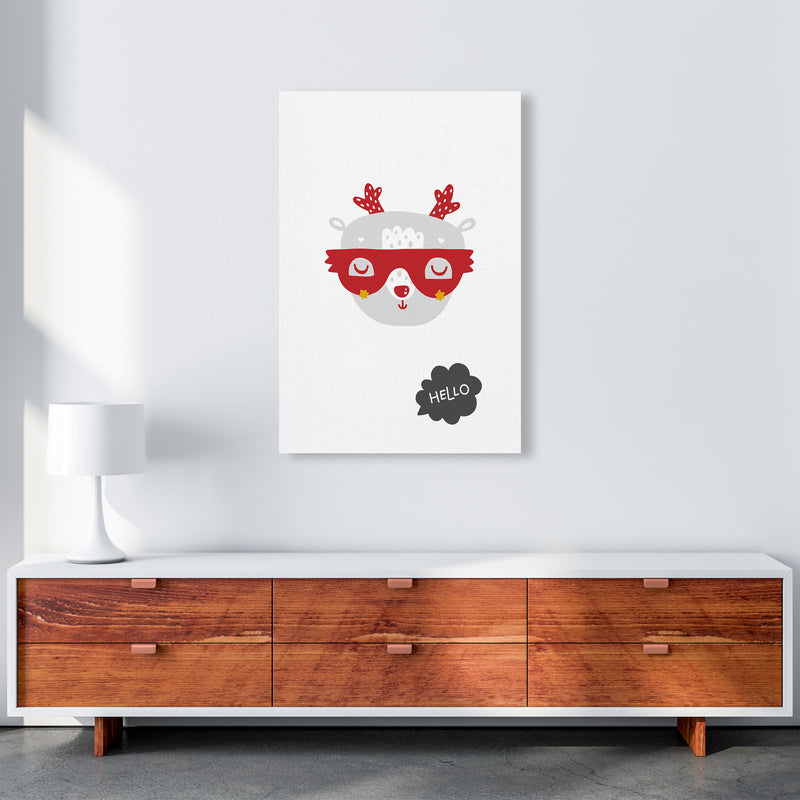 Hello Animal Red Super Scandi  Art Print by Pixy Paper A1 Canvas