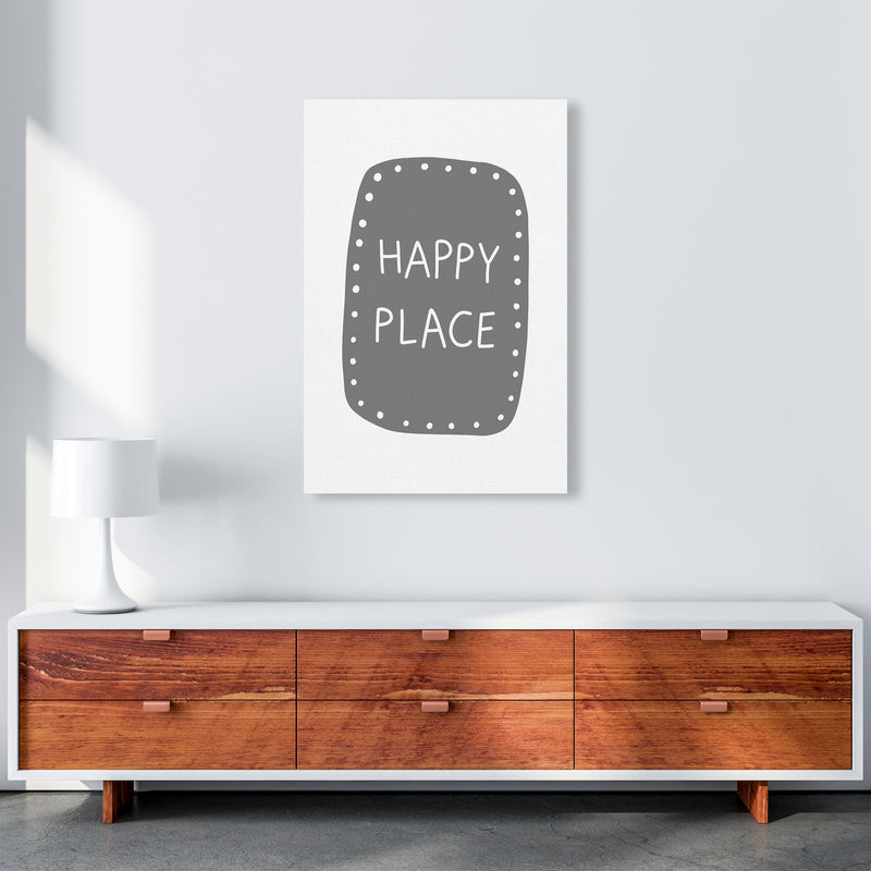 Happy Place Super Scandi Grey  Art Print by Pixy Paper A1 Canvas
