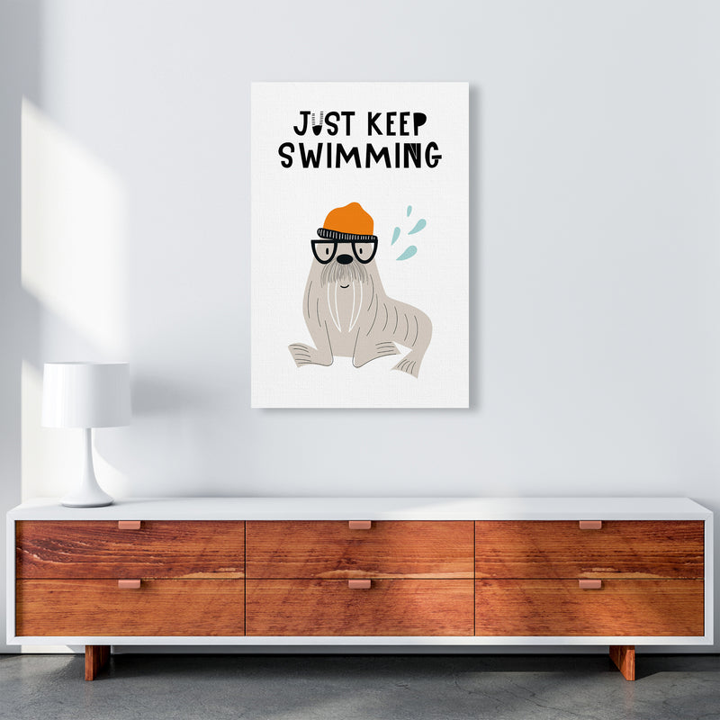 Just Keep Swimming Animal Pop  Art Print by Pixy Paper A1 Canvas
