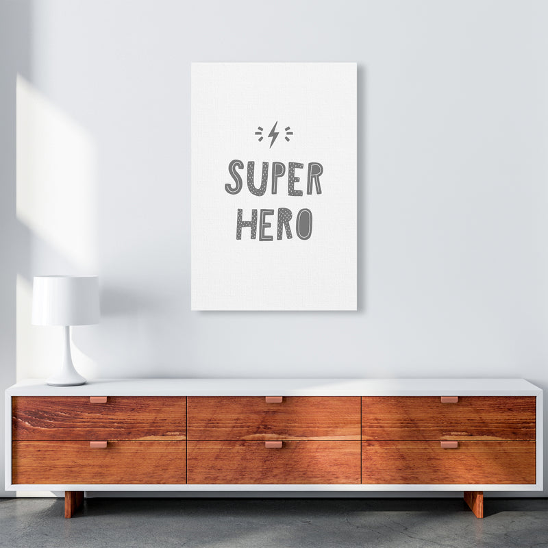 Super Hero Grey Super Scandi  Art Print by Pixy Paper A1 Canvas