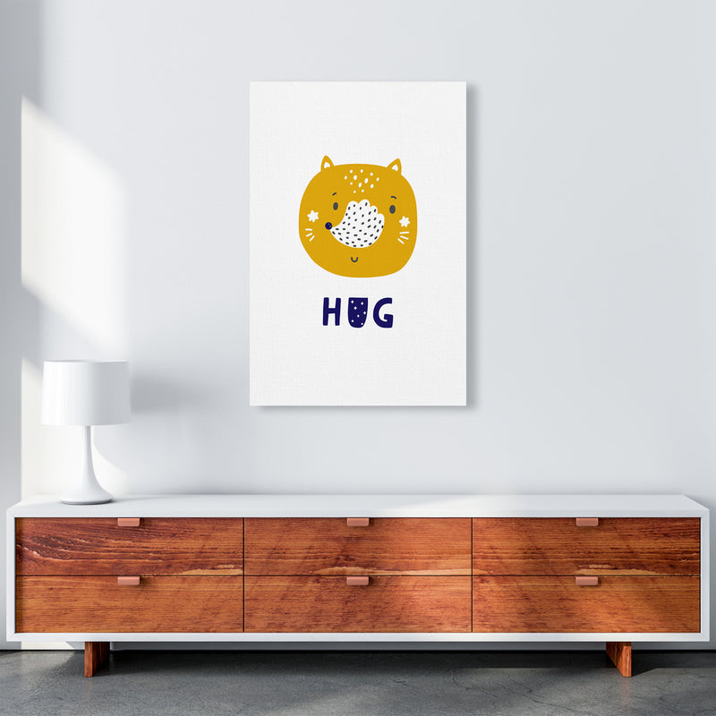 Fox Hug Navy Super Scandi  Art Print by Pixy Paper A1 Canvas