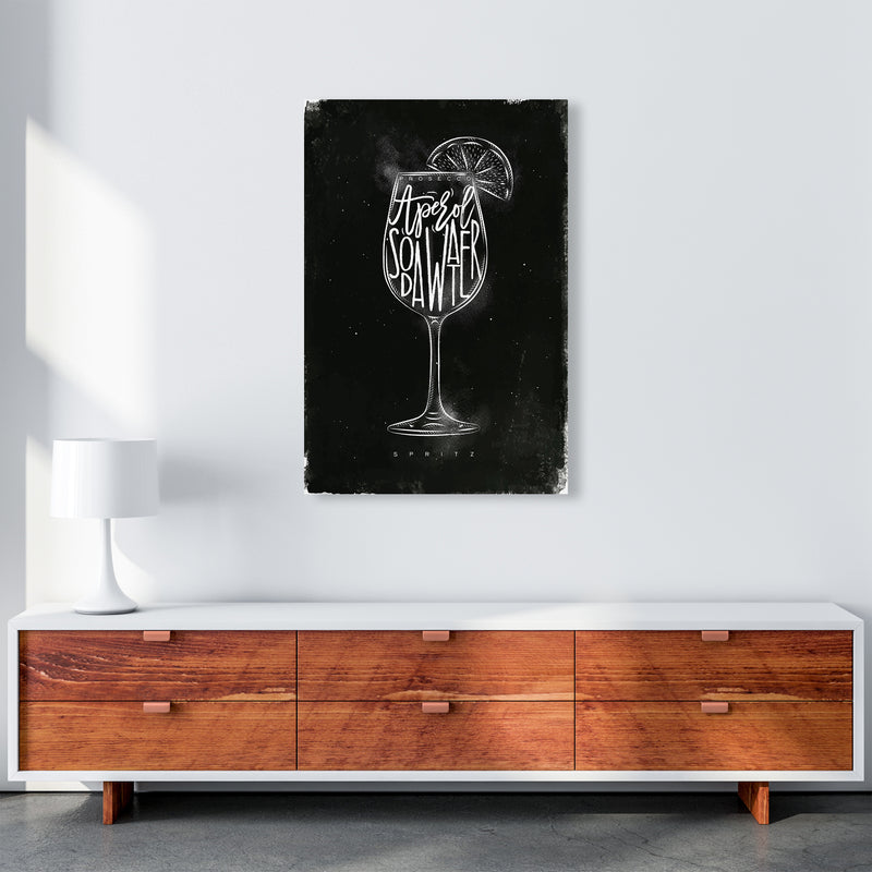 Prosecco Spritz Cocktail Black  Art Print by Pixy Paper A1 Canvas