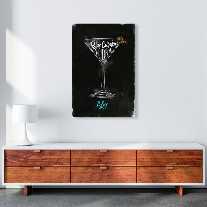 Blue Lagoon Cocktail Black  Art Print by Pixy Paper A1 Canvas
