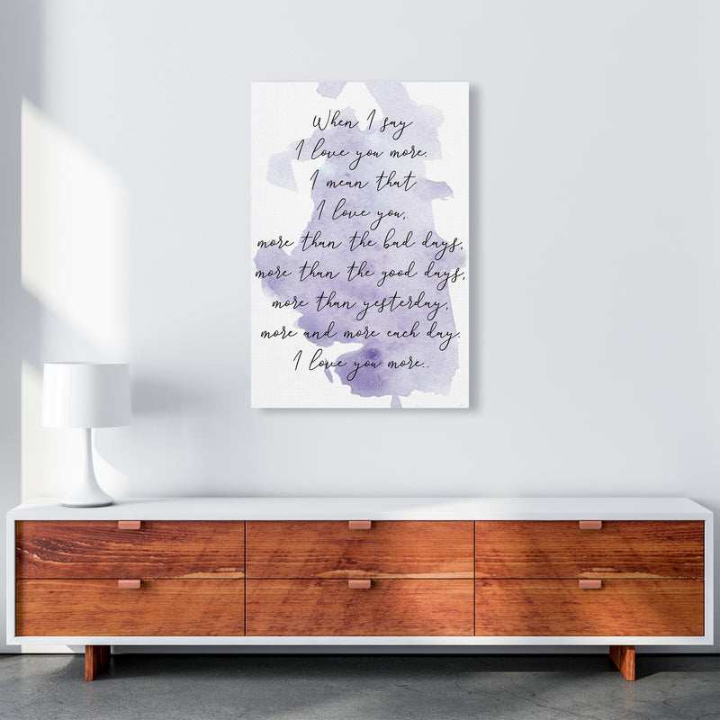 Love You More Purple  Art Print by Pixy Paper A1 Canvas