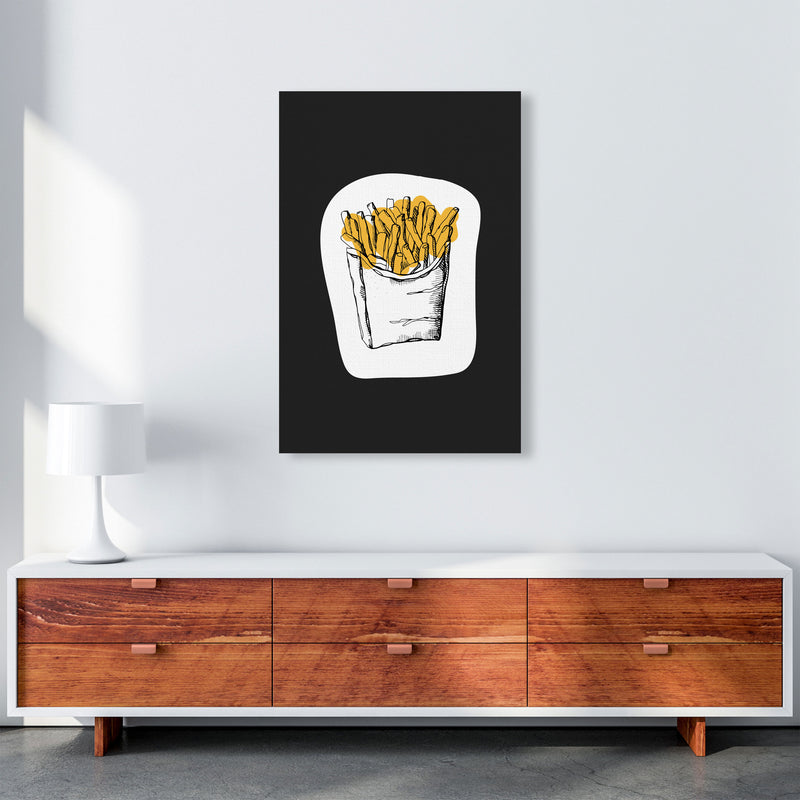 Kitchen Pop Fries Off Black Art Print by Pixy Paper A1 Canvas