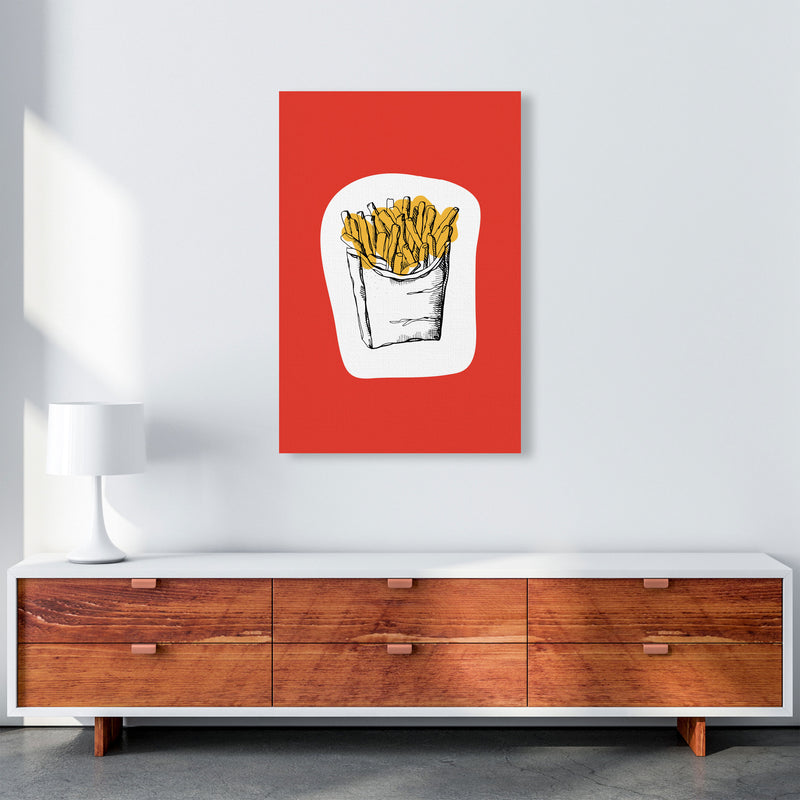Kitchen Pop Fries Red Art Print by Pixy Paper A1 Canvas