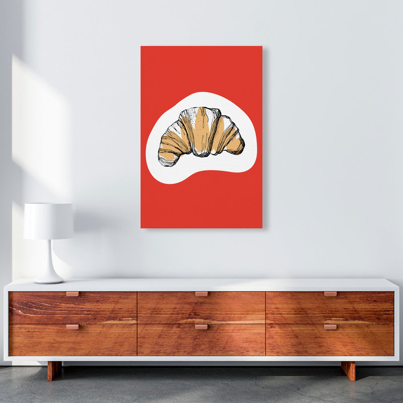 Kitchen Pop Croissant Red Art Print by Pixy Paper A1 Canvas