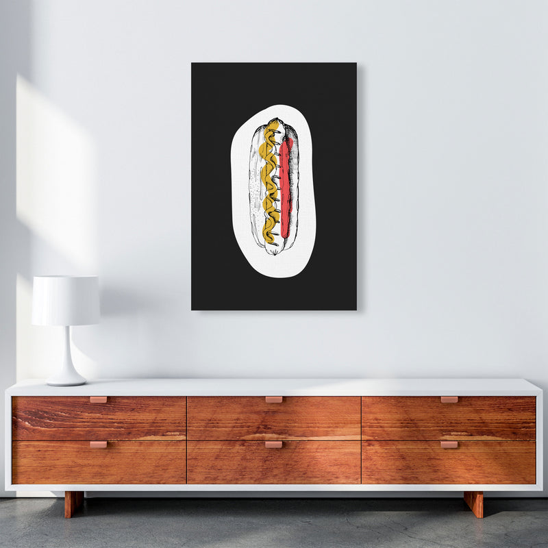 Kitchen Pop Hot Dog Off Black Art Print by Pixy Paper A1 Canvas