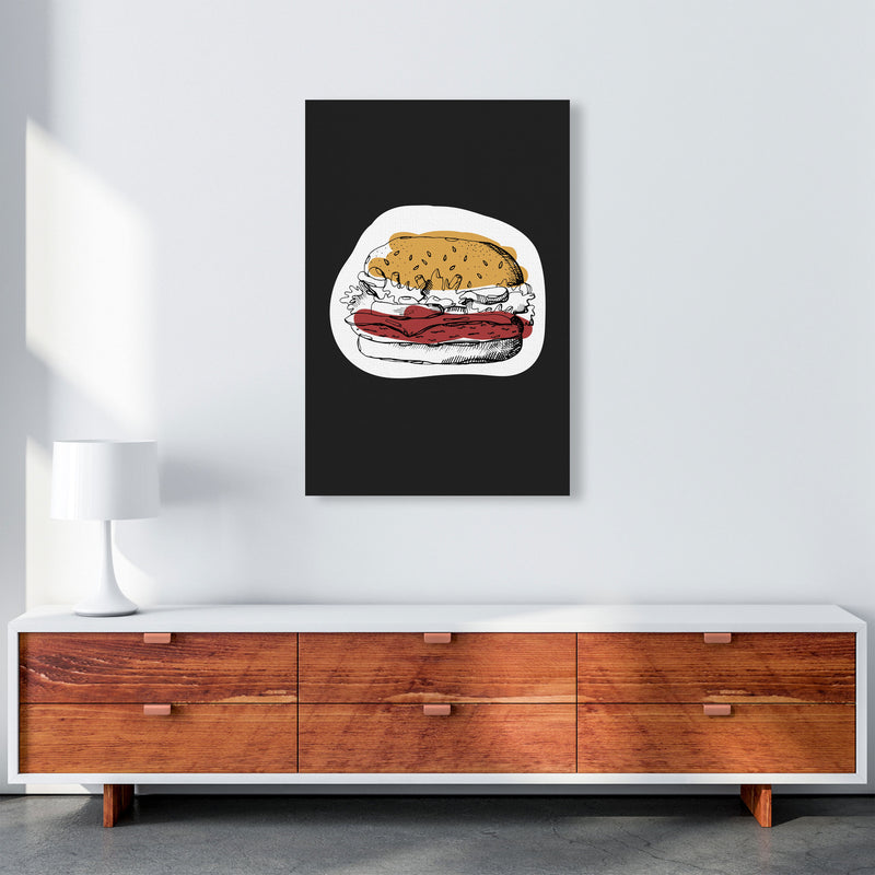 Kitchen Pop Burger Off Black Art Print by Pixy Paper A1 Canvas