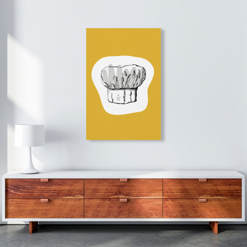 Kitchen Pop Chef's Hat Mustard Art Print by Pixy Paper A1 Canvas