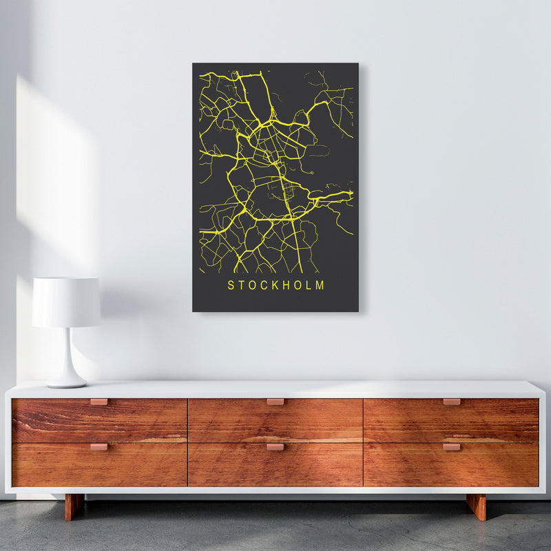Stockholm Map Neon Art Print by Pixy Paper A1 Canvas