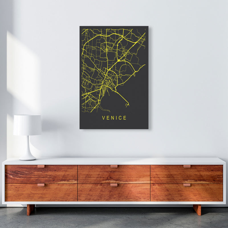 Venice Map Neon Art Print by Pixy Paper A1 Canvas