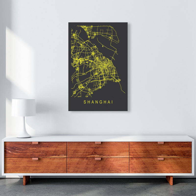 Shanghai Map Neon Art Print by Pixy Paper A1 Canvas