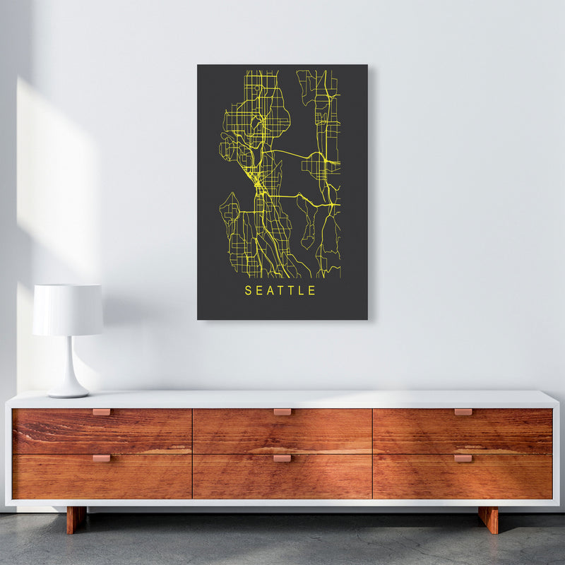 Seattle Map Neon Art Print by Pixy Paper A1 Canvas